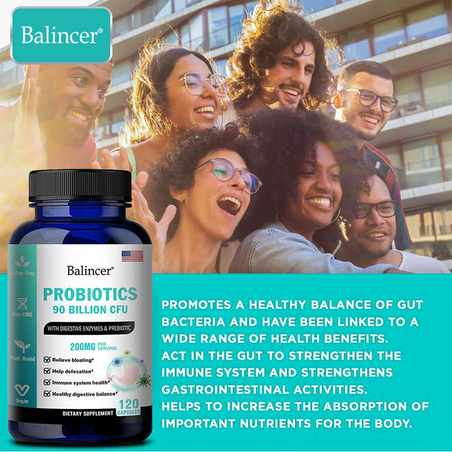 Balincer Probiotic Capsules for Men and Women - Contains Natural Lactase and Prebiotic Fiber for Digestive Health - Supports Gut Health, Bloating Relief and Immune Health