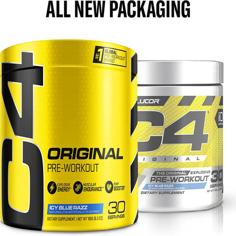 Cellucor C4 Original Pre Workout Powder ICY Blue Razz -Vitamin C for Immune Support-Sugar Free Preworkout Energy for Men & Women 150Mg Caffeine plus Beta Alanine plus Creatine - 30 Servings