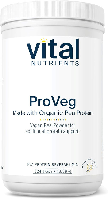 Vital Nutrients - Proveg - Organic Pea Protein with Natural Vanilla Flavor - Vegetarian - 524 Grams per Bottle
