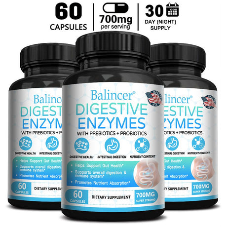 Balincer Digestive Enzyme Supplement - 700 Mg - Vegetarian Formula for Gut Health, Digestive & Immune Support