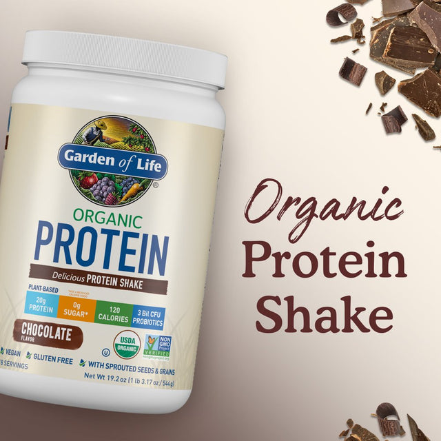 Garden of Life Organic Protein Powder, Chocolate, 20G, 19.02Oz