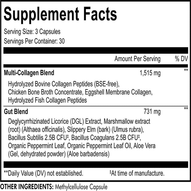 Codeage Multi Collagen + Gut Health Blend Supplement - Digestive Probiotic - 90 Capsules Pack of 3