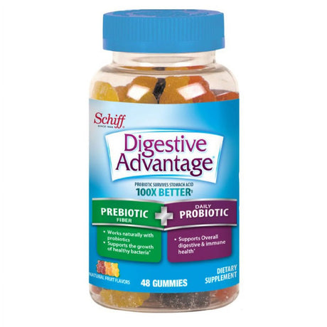 Digestive Advantage Prebiotic Fiber plus Probiotic Supplement Gummies Fruit