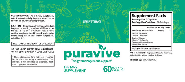 Ideal Performance - Puravive Capsules , Weight Loss Supplement, Metabolism Booster, 1Pack