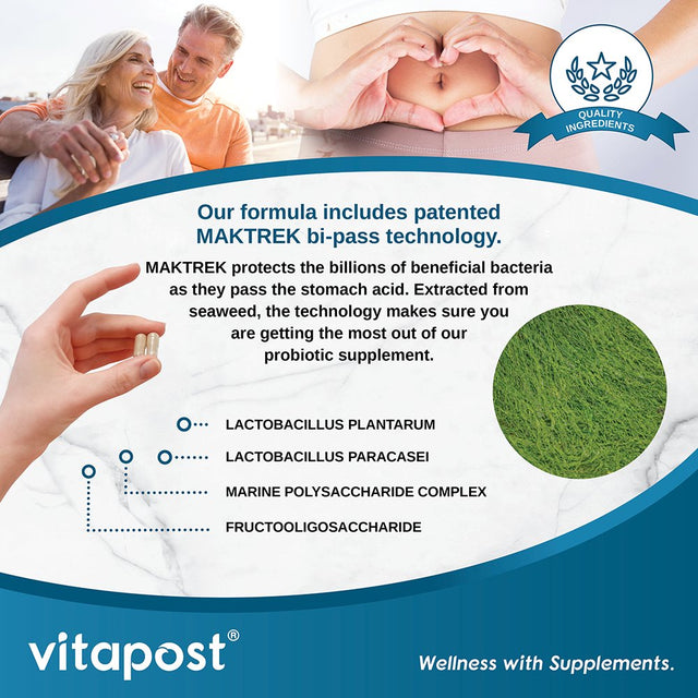 Vitapost Probiotic Support Supplement with Digestive Flora for Gut Health - 60 Capsules