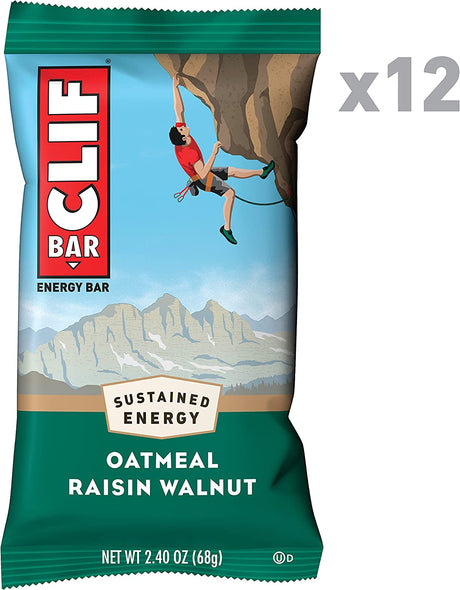 CLIF BARS - Energy Bars - Oatmeal Raisin Walnut - Made with Organic Oats - Plant Based Food - Vegetarian - Kosher (2.4 Ounce Protein Bars, 12 Count)