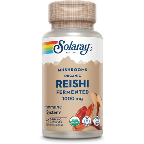 Solaray Fermented Reishi Mushroom 500Mg | Healthy Immune, Heart & Brain Function Support | Energy & Mood Supplement | 60 Vegcaps