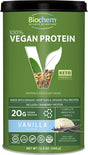 Biochem 100% Vegan Plant Protein - Vanilla - 11.4 Oz - Easily Digestible - Amino Acid - Cranberry - Keto-Friendly - Hemp Seed - Pea Protein - Refreshing Taste - Supports Healthy Immune System