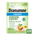 Dramamine Ginger Chews, Nausea Relief Soft Chews Lemon-Honey-Ginger, 20 Count