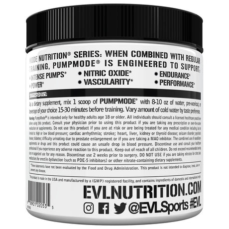 Nitric Oxide Booster Workout Supplement - Evlution Nutrition Pump Mode NO Boost for Performance & Vascularity - Pre Workout Powder 30 Servings (Furious Grape)