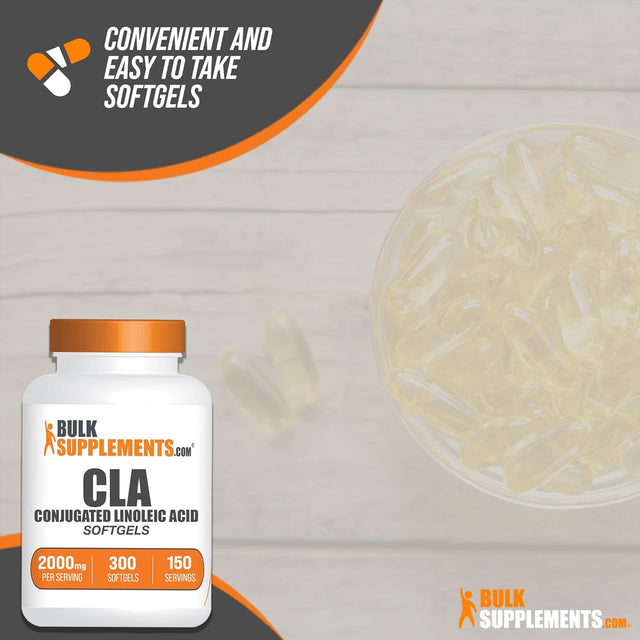 BULKSUPPLEMENTS.COM Conjugated Linoleic Acid Softgels - CLA Supplements, CLA 2000Mg, CLA Safflower Capsules, CLA Pills - 2 CLA Softgels per Serving, 150-Day Supply, 300 Softgels