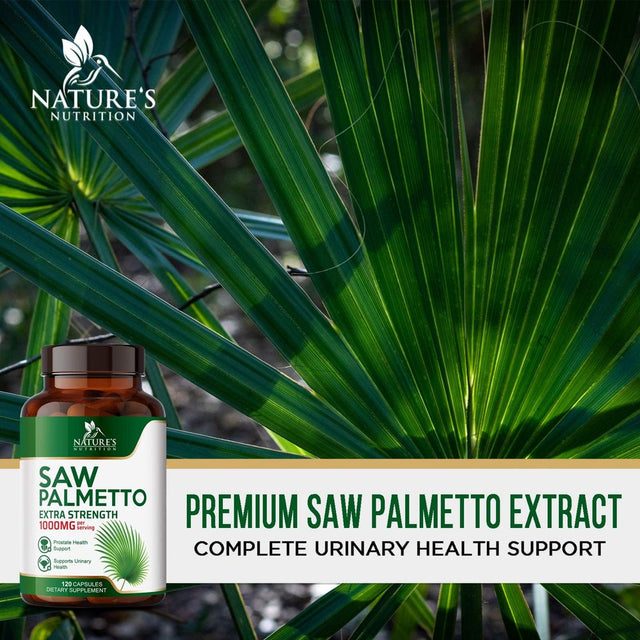 Saw Palmetto for Men - 1000 MG Saw Palmetto Extract - Men'S Herbal Prostate Health Support Supplement, Essential Nutrients from Non-Gmo Saw Palmetto Berries, Supplements for Men & Women, 120 Capsules