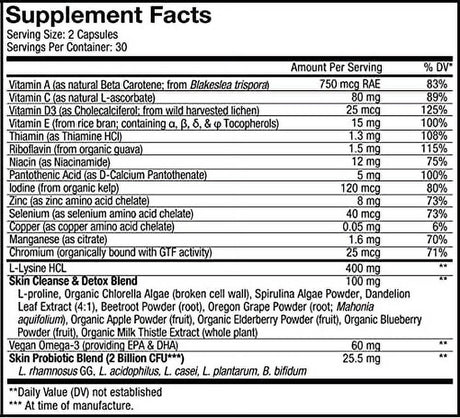 Codeage Teen Clearface Adolescent Face, Skin & Pimples, Vitamins A, C, D3, E, Pantothenic Acid, Niacin, Zinc Supplement Teenagers, Probiotics, L-Lysine, Omega-3, Oily Skin, Pores, Spots - 60 Capsules