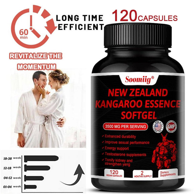 Soomiig New Zealand Kangaroo Essence Softgels 3500 Mg per Serving - Supports Energy and Endurance, Increases Blood Flow Male Enhancement