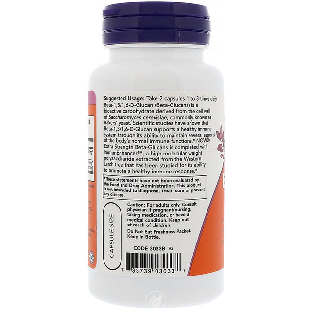 Now Foods Beta 1,3/1,6 Glucan W/ Immunenhancer 60 Vcaps, Pack of 2