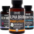 ONNIT Nootropic Stack - Alpha Brain (30Ct) + New Mood (30Ct) + Shroom Tech Sport (28Ct)