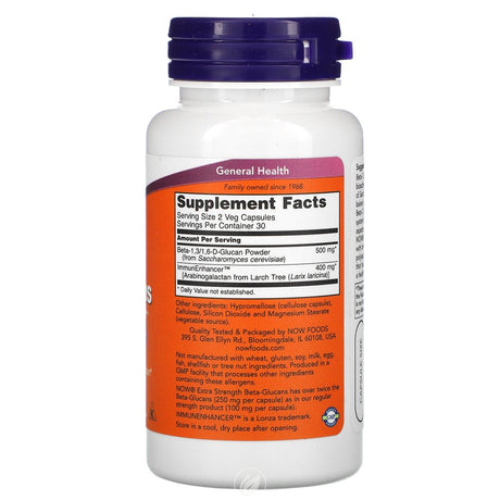 Now Foods Beta 1,3/1,6 Glucan W/ Immunenhancer 60 Vcaps, Pack of 2