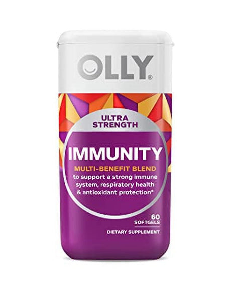 OLLY Ultra Stength Immunity Softgels, Immune and Respiratory Support, Zinc, Vitamin C + D, Supplement, 30 Day Supply - 60 Count