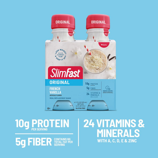 Slimfast Original Meal Replacement Shake, 11 Oz Bottles, 8 Pk