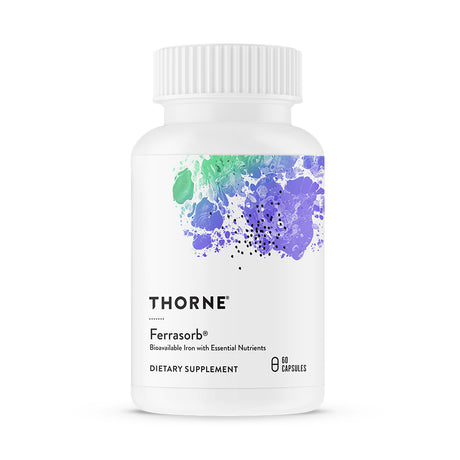Thorne Ferrasorb, 36 Mg Iron with Essential Nutrients, Complete Blood-Building Formula, Elemental Iron, Folate, B and C Vitamins for Optimal Absorption, Gluten-Free, 60 Capsules