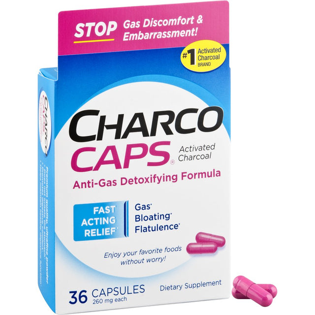 Charcocaps Activated Charcoal Capsules - 36 Capsules