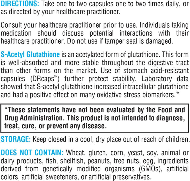 XYMOGEN S Acetyl Glutathione - Superior Absorption Acetylated Glutathione Supplement with Stomach Acid-Resistant Capsules - Healthy Aging, Cellular, Antioxidant + Immune Support (60 Capsules)