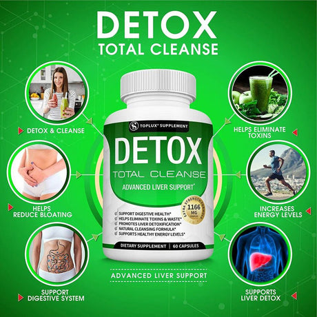 Liver Cleanse Detox Colon & Repair Formula +22 Herbs Support 5 Days Fast-Acting - 60 Capsules