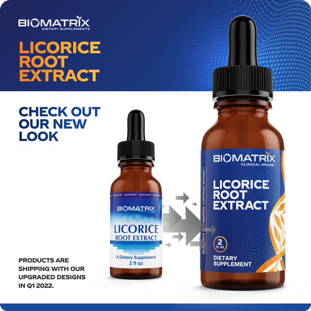 Biomatrix Licorice Root Extract | Raise Cortisol, Energy - Glycyrrhizin (1200 Drops, 2 Fl Oz)