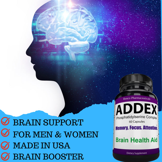 Addex Brain Booster Vitamins for Men & Women, Support Memory and Focus - Improve Brain Focus, Clarity & Memory Supplements for Seniors & Adults, Energy & Mood Booster 60 Count