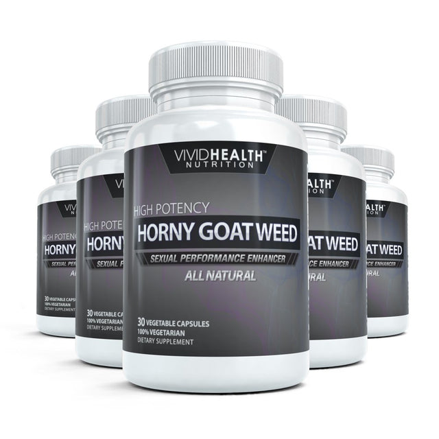 Horny Goat Weed: Highest Potency Performance & Libido Booster | Natural Vegan Supplement by Vivid Health Nutrition - 30 Capsules