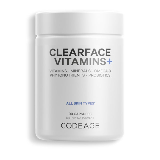 Clearface, Pantothenic Acid & Niacin, Skin Vitamins & Botanical Blend, Probiotics, 90 Ct