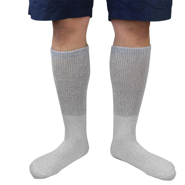 Falari 12 Pairs Diabetic Crew Socks Physicians Approved Socks for Men Women Legs Blood Circulatory Problems, Diabetes, Edema, Neuropathy 13-15 Gray