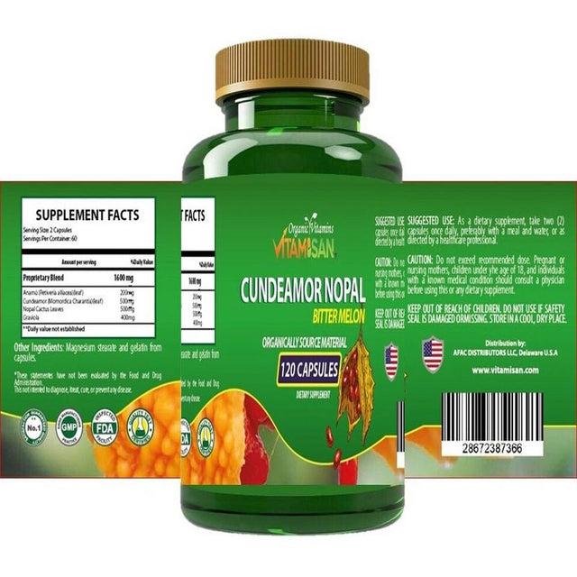 Bitter Melon Low Sugar Balance Support 1600 Mg 120 Capsules Cundeamor