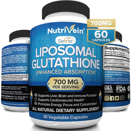 Nutrivein Liposomal Glutathione Setria® 700Mg - 60 Capsules - Pure Reduced Glutathione