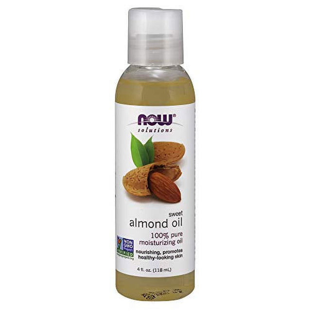 NOW Solutions, Sweet Almond Oil, 100% Pure Moisturizing Oil, Promotes Healthy-Looking Skin, Unscented Oil, 4-Ounce