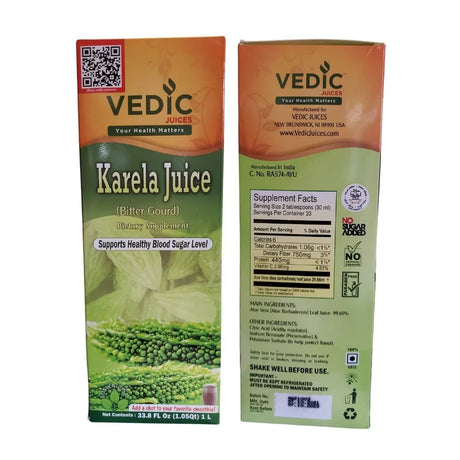 Vedic Karela Juice Bitter Gourd Supports Healthy Blood Sugar 1000Ml (Pack of 2)