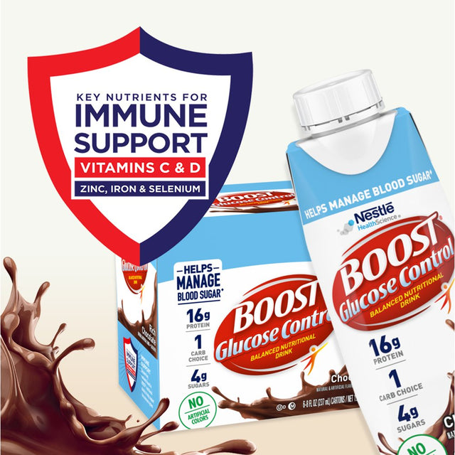 BOOST Glucose Control Nutritional Drink, Rich Chocolate, 16 G Protein, 6 - 8 Fl Oz Cartons