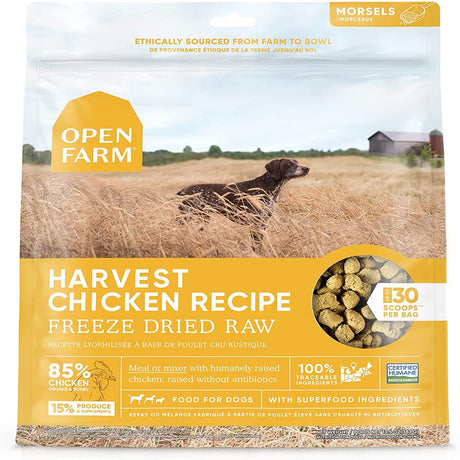 Open Farm Freeze Dried Raw Dog Food, Humanely Raised Meat Recipe with Non-Gmo Superfoods and No Artificial Flavors or Preservatives, Harvest Chicken Recipe Freeze Dried - 3.5Oz