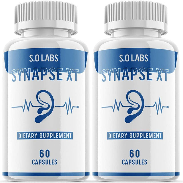 Synapse XT - Tinnitus Support for Healthy Middle and Inner Ear Structures, Including Cilia, Nerves, Hormone Levels and Blood Supply - 120 Capsules (2 Pack)