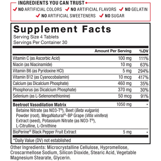 Force Factor Total Beets Blood Pressure Supplement with Beetroot, 120 Tablets