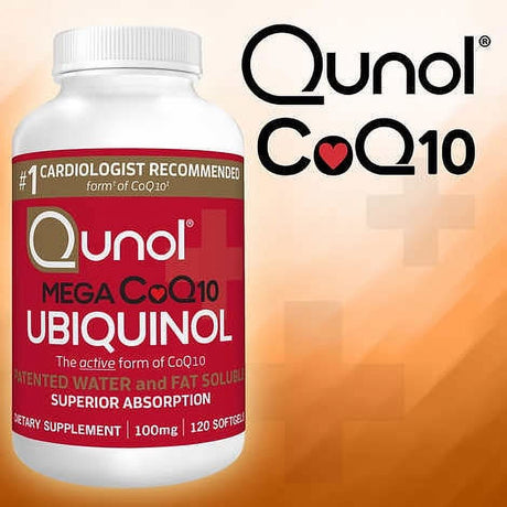 Qunol Mega Coq10 Ubiquinol 100 Mg., 120 Softgels | Promotes Healthy Blood Pressure Levels