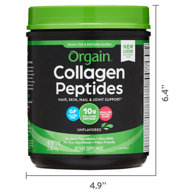 Orgain Grass Fed Hydrolyzed Collagen Peptides Protein Powder - Paleo & Keto Friendly, Amino Acid Supplement, Pasture Raised, Gluten Free, Dairy Free, Soy Free, Non-Gmo, Type I and III, 1 Lb.