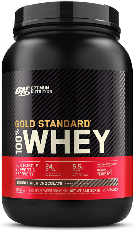 Optimum Nutrition Gold Standard 100% Whey Protein Powder, Double Rich Chocolate, 2 Pound (Packaging May Vary)