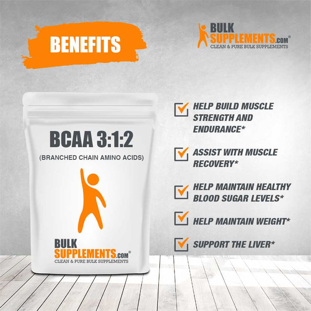 Bulksupplements.Com BCAA 3:1:2 (Branched Chain Amino Acids) Powder - Bcaas Amino Acids - Workout Amino Chains Supplement (1 Kilogram - 2.2 Lbs)