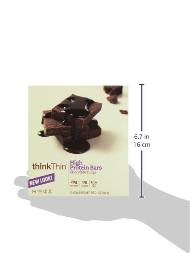 Thinkthin Protein Bars Chocolate Fudge, 2.1 Oz, 10 Count