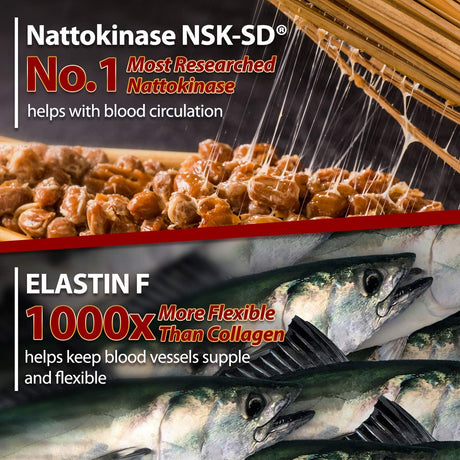 Vesseclear EX: Nattokinase Nsk-Sd+Elastin F for Clean & Flexible Blood Vessel. Japan'S Most Clinically Studied, Functional Dose, Acid-Resistant/Delayed Release Capsules