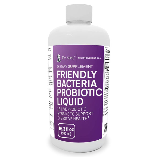 Dr. Berg'S Friendly Bacteria Probiotic Liquid - Drink Mix W/ 12 Live Probiotic Strains - Men Women & Kids - 16.3 Fl Oz