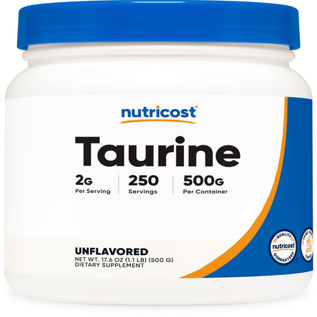Nutricost Taurine Supplement Powder 500 Grams, 250 Servings