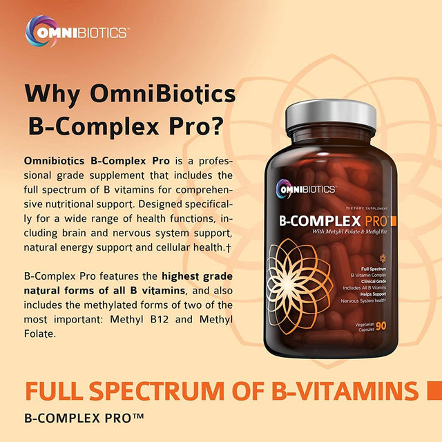 Vitamin B Complex PRO | High-Potency B Complex Vitamins with Methyl B12, Methyl Folate, and All B-Vitamins (B1, B2, B3, B5, B6, B7, B8, B9, B12) | Stress Relief & Energy Support | 90 Vegan Capsules