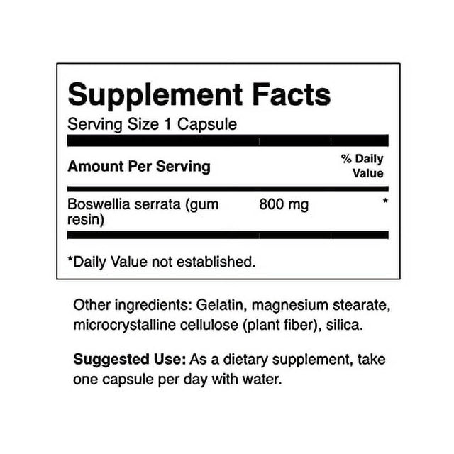 Swanson Boswellia Joint Mobility Respiratory Health Support Supplement Full Spectrum Double Strength 800 Mg 60 Capsules